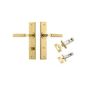 IVER Brunswick Door Lever Handle On Chamfered Backplate | Separate Privacy Kit | 6 Finishes - Brushed Gold PVD