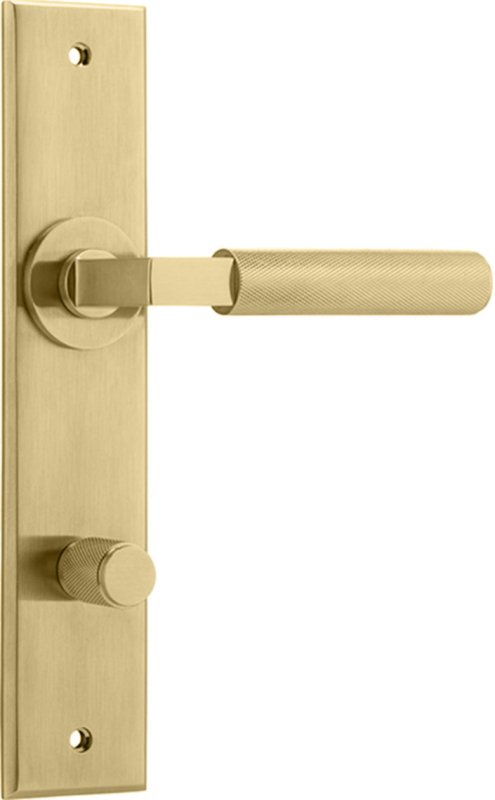 IVER Brunswick Door Lever Handle On Chamfered Backplate | Privacy Lever Set Only | 6 Finishes - Brushed Gold PVD