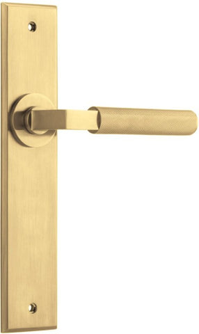 IVER Brunswick Door Lever Handle On Chamfered Backplate | Passage Lever Set Only | 6 Finishes - Brushed Gold PVD