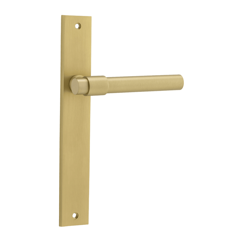 IVER Helsinki Door Lever Handle On Rectangular Backplate | Passage Lever Set Only | 7 Finishes - Brushed Gold PVD