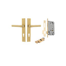 IVER Helsinki Door Lever Handle On Rectangular Backplate | Entrance Kit (Key/Thumb) | 7 Finishes - Brushed Gold PVD