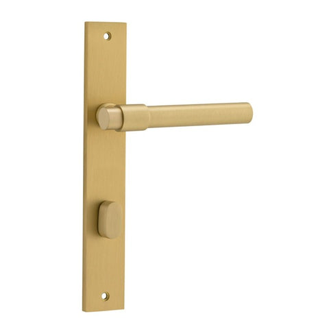 IVER Helsinki Door Lever Handle On Rectangular Backplate | Privacy Lever Set Only | 7 Finishes - Brushed Gold PVD