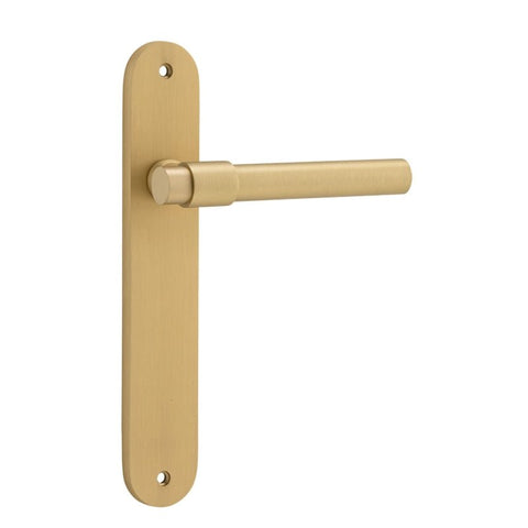 Iver Helsinki Solid Brass Door Lever on Oval Backplate | Passage Lever Set Only | 7 Finishes - Brushed Gold PVD