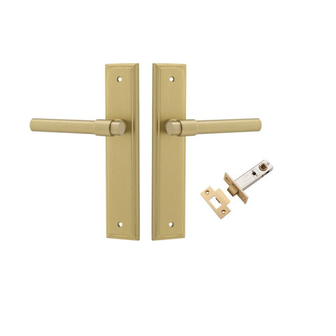 IVER Helsinki Door Lever Handle On Stepped Backplate | Passage Kit | 7 Finishes - Brushed Gold PVD