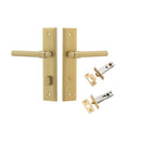 IVER Helsinki Door Lever Handle On Stepped Backplate | Separate Privacy Kit | 7 Finishes - Brushed Gold PVD