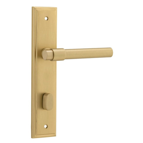 IVER Helsinki Door Lever Handle On Stepped Backplate | Privacy Lever Set Only | 7 Finishes - Brushed Gold PVD