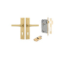 IVER Helsinki Door Lever Handle On Chamfered Backplate | Entrance Kit (Key/Key) | 7 Finishes - Brushed Gold PVD
