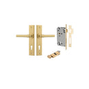 IVER Helsinki Door Lever Handle On Chamfered Backplate | Entrance Kit (Key/Thumb) | 7 Finishes - Brushed Gold PVD