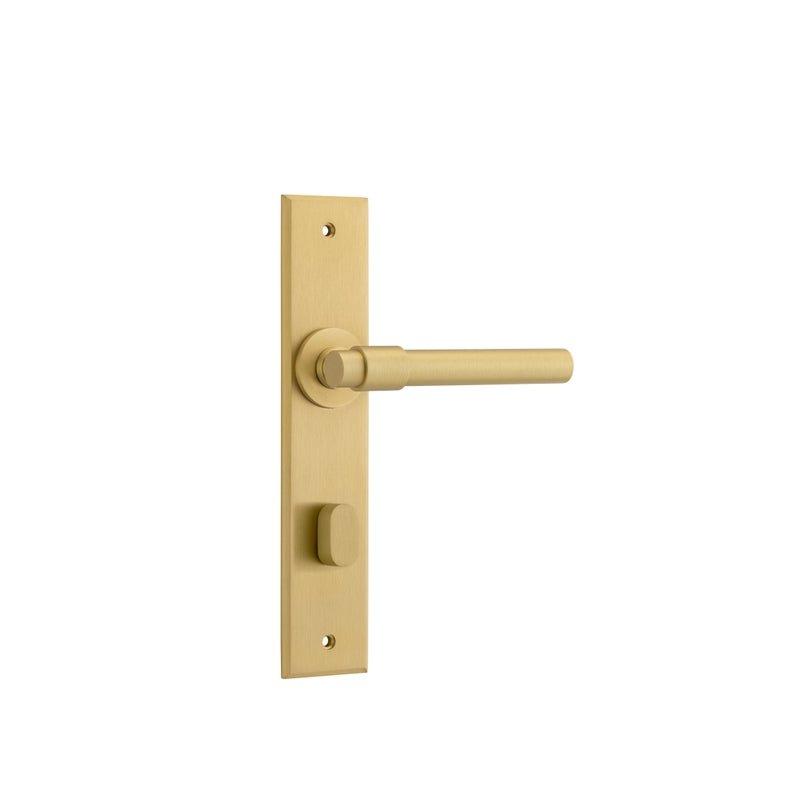 IVER Helsinki Door Lever Handle On Chamfered Backplate | Privacy Lever Set Only | 7 Finishes - Brushed Gold PVD