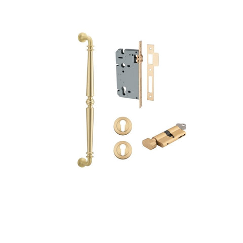 IVER Sarlat Door Pull Handle | 450mm Entrance Kit (Key/Thumb) - Brushed Gold PVD