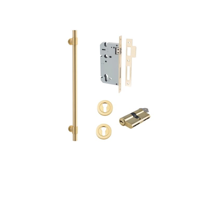 IVER Helsinki Door Pull Handle | 450mm Entrance Kit (Key/Key) - Brushed Gold PVD