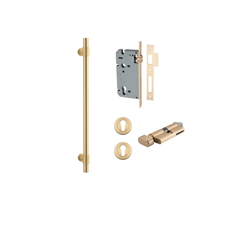 IVER Helsinki Door Pull Handle | 450mm Entrance Kit (Key/Thumb) - Brushed Gold PVD
