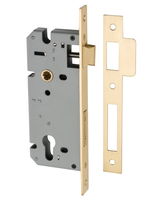 IVER 85Mm Euro Mortice Lock | 45mm Backset - Brushed Gold PVD