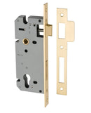 IVER 85Mm Euro Mortice Lock | 45mm Backset - Brushed Gold PVD