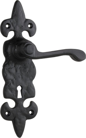 TRADCO STRATFORD LEVER DOOR HANDLE ON BACKPLATE MATT BLACK - primehardware