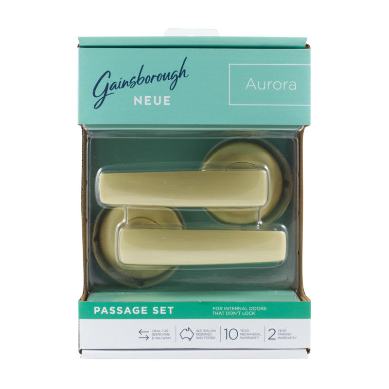 Gainsborough Neue Aurora Passage Lever Set in Satin Brass