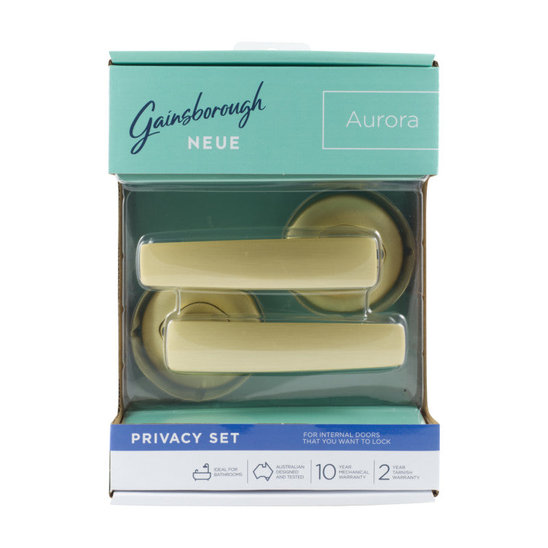 Gainsborough Neue Aurora Privacy Lever Set Satin Brass