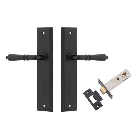 IVER Sarlat Door Lever Handle On Stepped Backplate | Passage Kit | 10 Finishes - Matt Black