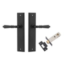 IVER Sarlat Door Lever Handle On Stepped Backplate | Passage Kit | 10 Finishes - Matt Black
