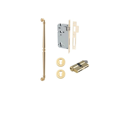 IVER Sarlat Door Pull Handle | 600mm Entrance Kit (Key/Key) - Polished Brass