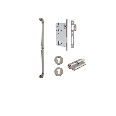 IVER Sarlat Door Pull Handle | 600mm Entrance Kit (Key/Key) - Distressed Nickel