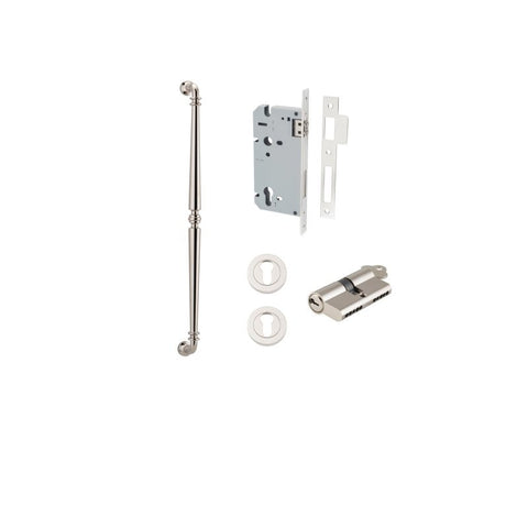 IVER Sarlat Door Pull Handle | 600mm Entrance Kit (Key/Key) - Polished Nickel