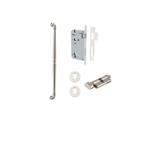 IVER Sarlat Door Pull Handle | 600mm Entrance Kit (Key/Thumb) - Polished Nickel
