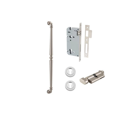 IVER Sarlat Door Pull Handle | 600mm Entrance Kit (Key/Thumb) - Satin Nickel