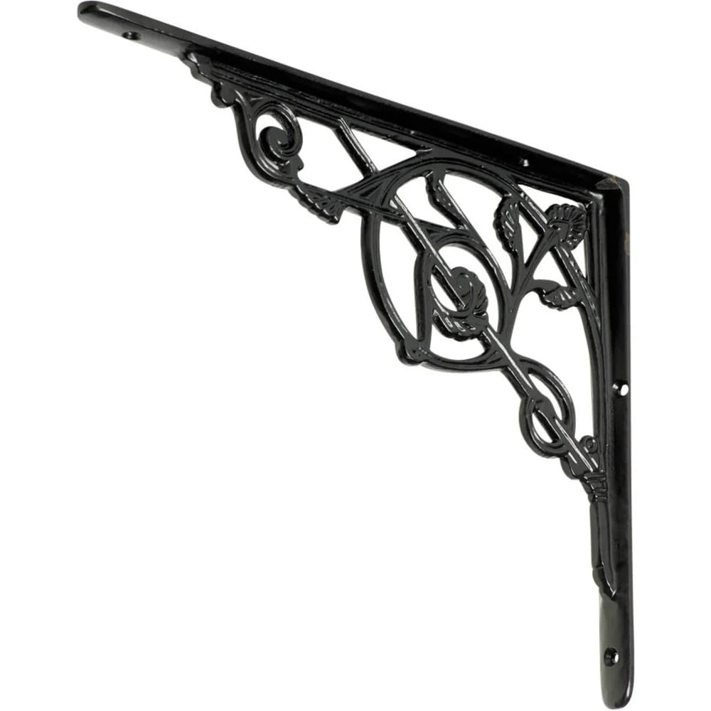 TradCo Shelf Bracket Victorian Medium Matt Black H205xP250mm - primehardware