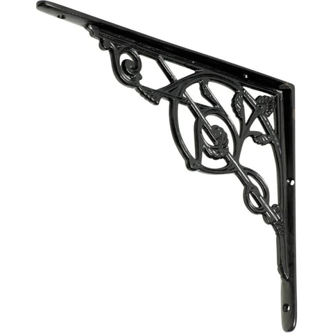 TradCo Shelf Bracket Victorian Medium Matt Black H205xP250mm - primehardware