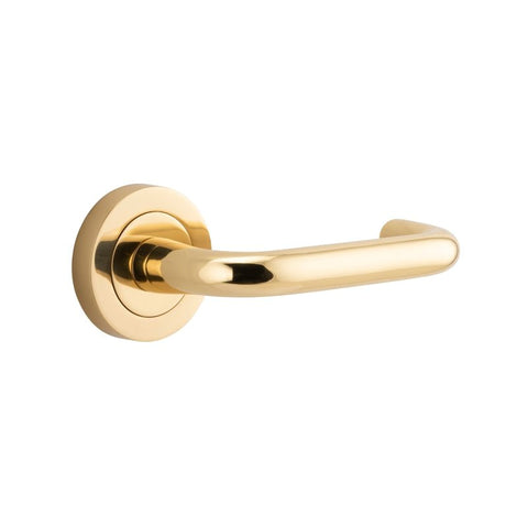 Iver Oslo Door Lever on Round Rose | Passage Lever Set Only | 9 Finishes - Polished Brass