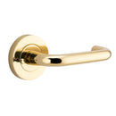 Iver Oslo Door Lever on Round Rose | Inbuilt Privacy Kit | 9 Finishes - Polished Brass