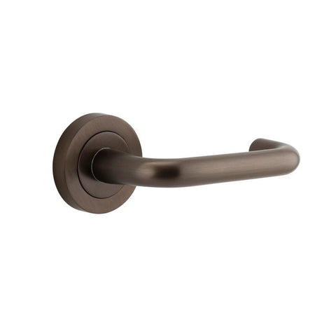 Iver Oslo Door Lever on Round Rose | Passage Lever Set Only | 9 Finishes - Signature Brass