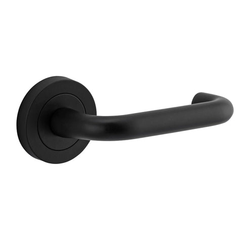 Iver Oslo Door Lever on Round Rose | Passage Lever Set Only | 9 Finishes - Matt Black