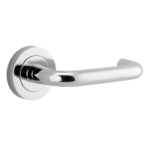 Iver Oslo Door Lever on Round Rose | Passage Lever Set Only | 9 Finishes - Polished Chrome
