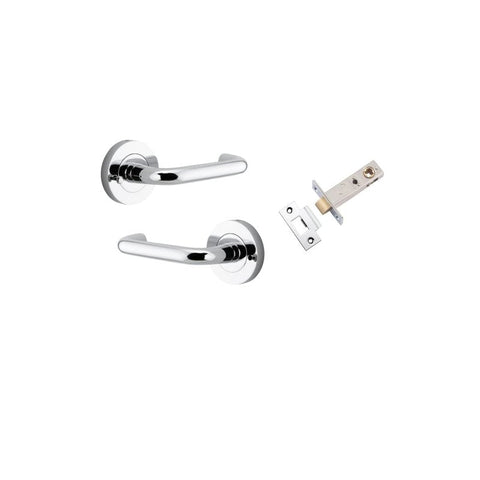 Iver Oslo Door Lever on Round Rose | Inbuilt Privacy Kit | 9 Finishes - Polished Chrome