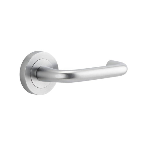Iver Oslo Door Lever on Round Rose | Passage Lever Set Only | 9 Finishes - Brushed Chrome