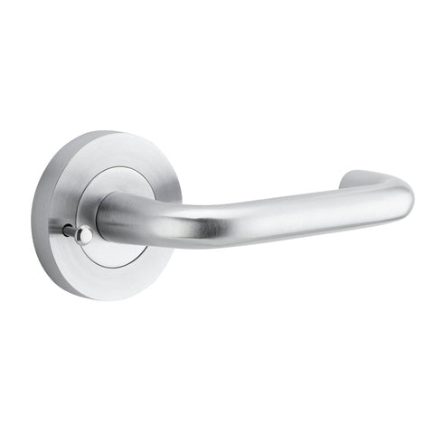 Iver Oslo Door Lever on Round Rose | Inbuilt Privacy Kit | 9 Finishes - Brushed Chrome