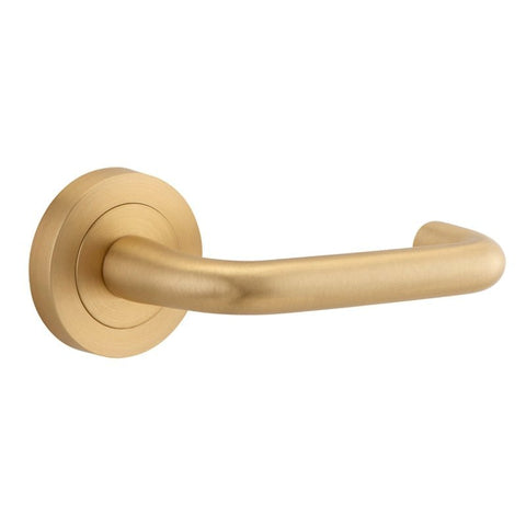 Iver Oslo Door Lever on Round Rose | Passage Lever Set Only | 9 Finishes - Brushed Brass