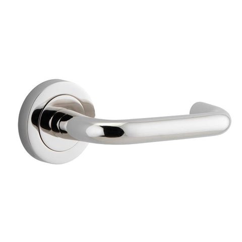 Iver Oslo Door Lever on Round Rose | Passage Lever Set Only | 9 Finishes - Polished Nickel