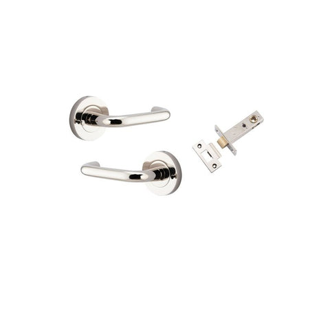 Iver Oslo Door Lever on Round Rose | Inbuilt Privacy Kit | 9 Finishes - Polished Nickel