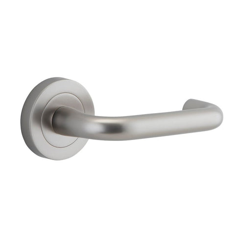 Iver Oslo Door Lever on Round Rose | Passage Lever Set Only | 9 Finishes - Satin Nickel