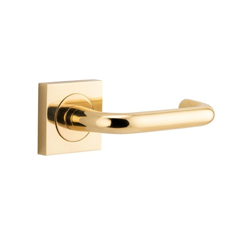 Iver Oslo Door Lever on Square Rose | Passage Lever Set Only | 9 Finishes - Polished Brass