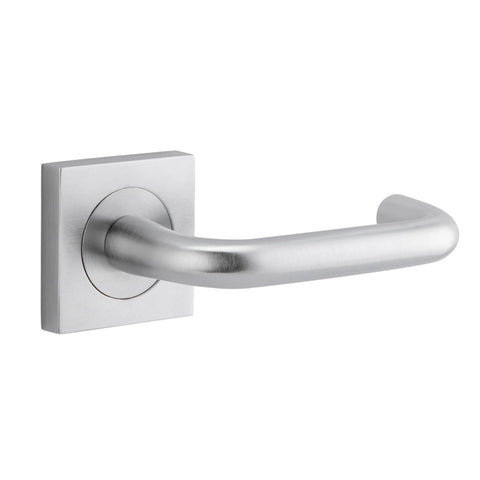 Iver Oslo Door Lever on Square Rose | Passage Lever Set Only | 9 Finishes - Brushed Chrome