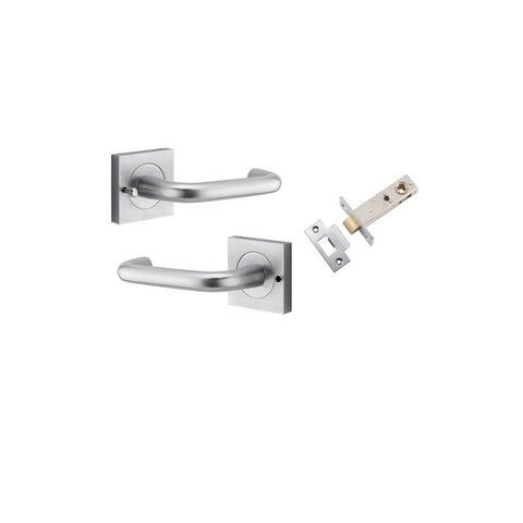 Iver Oslo Door Lever on Square Rose | Inbuilt Privacy Kit | 9 Finishes - Brushed Chrome