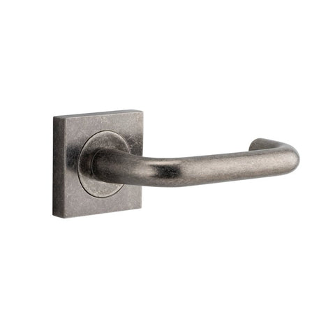 Iver Oslo Door Lever on Square Rose | Passage Lever Set Only | 9 Finishes - Distressed Nickel