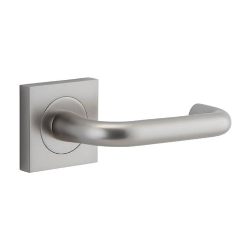 Iver Oslo Door Lever on Square Rose | Passage Lever Set Only | 9 Finishes - Satin Nickel