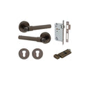 IVER Helsinki Door Lever Handle On Round Rose | Entrance Kit (Key/Thumb) | 7 Finishes - Signature Brass