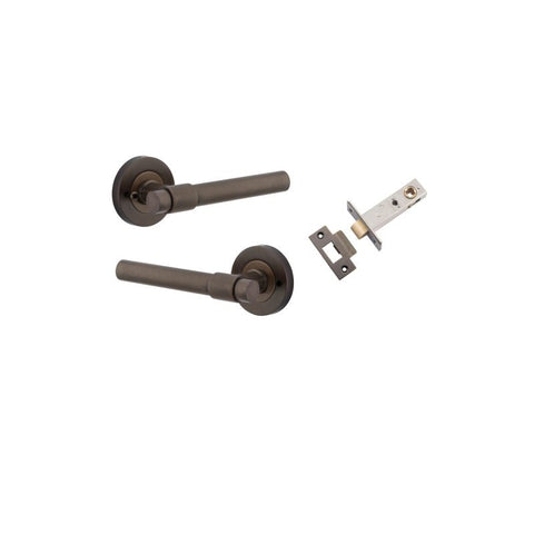 IVER Helsinki Door Lever Handle On Round Rose | Inbuilt Privacy Kit | 7 Finishes - Signature Brass