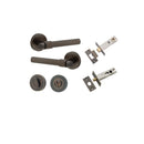 IVER Helsinki Door Lever Handle On Round Rose | Separate Privacy Kit | 7 Finishes - Signature Brass